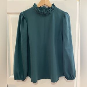 J Crew Ruffle High Neck Blouse